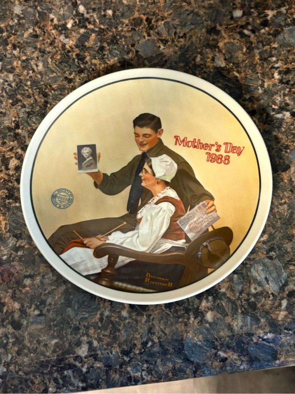 Mother's Day 1988 Decorative Plate - Norman Rockwell Design